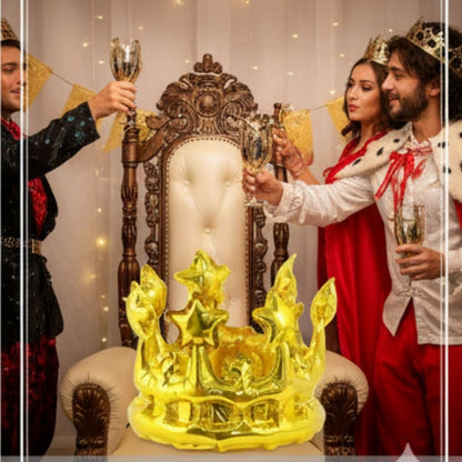 Inflatable Crown Shape Gold Balloon