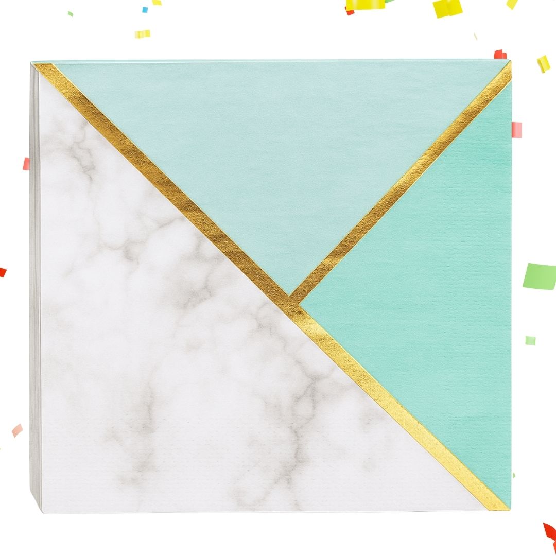 Aqua & Gold Paper Napkins - 16PC
