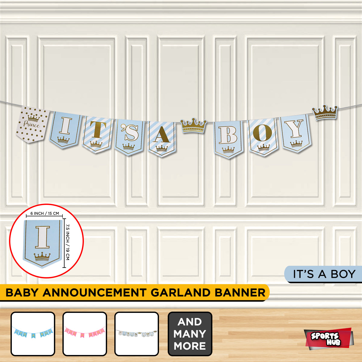 It's a Boy Crown Banner