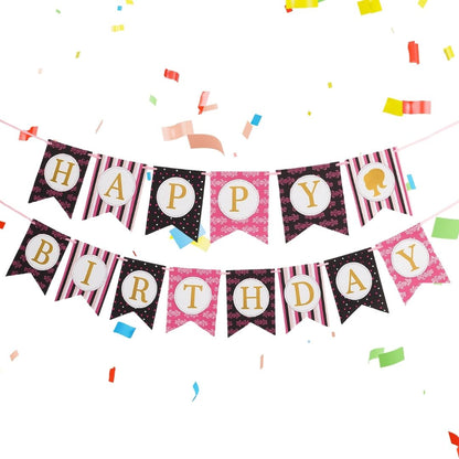 Black & Pink Birthday Banner