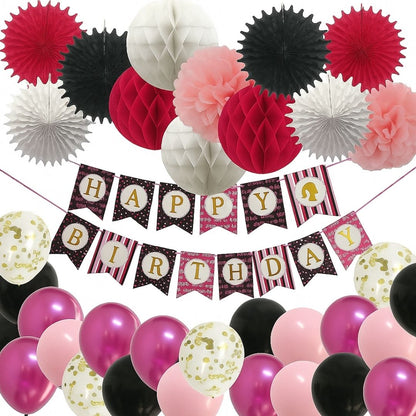Black & Pink Birthday Banner