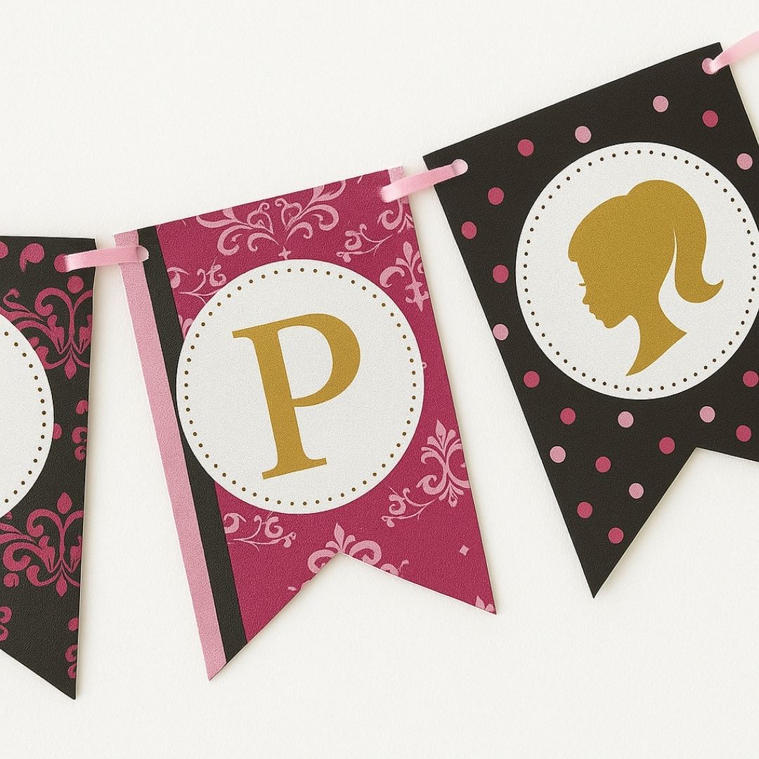 Black & Pink Birthday Banner
