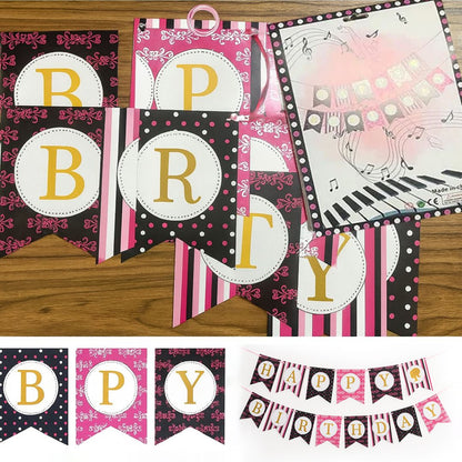 Black & Pink Birthday Banner
