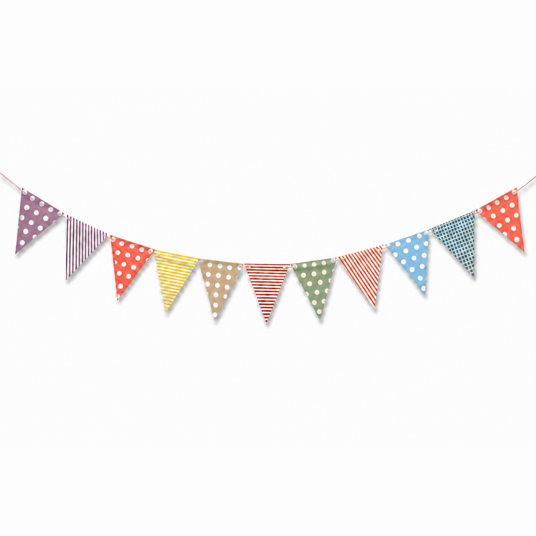 Multicolor Penant Paper Buntings - 12PC