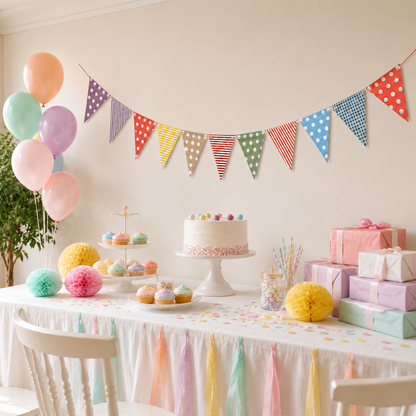 Multicolor Penant Paper Buntings - 12PC