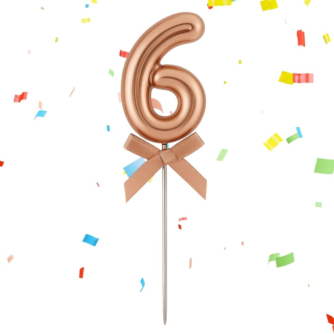 Numerical 6 Cake Topper Rose Gold-1PC