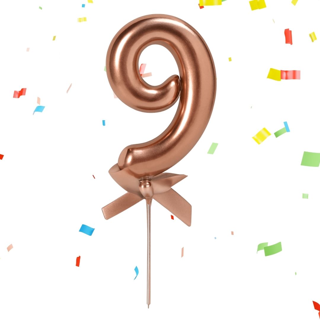 Numerical 9 Cake Topper Rose Gold-1PC