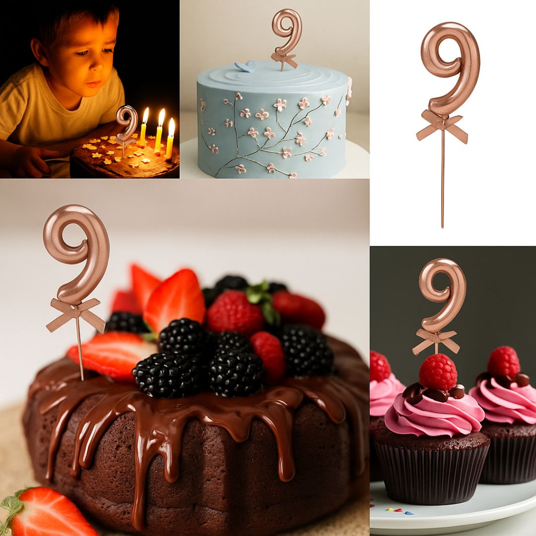 Numerical 9 Cake Topper Rose Gold-1PC