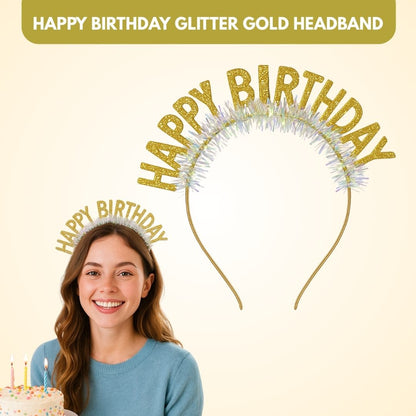 Happy Birthday Glitter Gold Headband