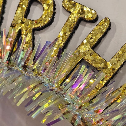 Happy Birthday Glitter Gold Headband