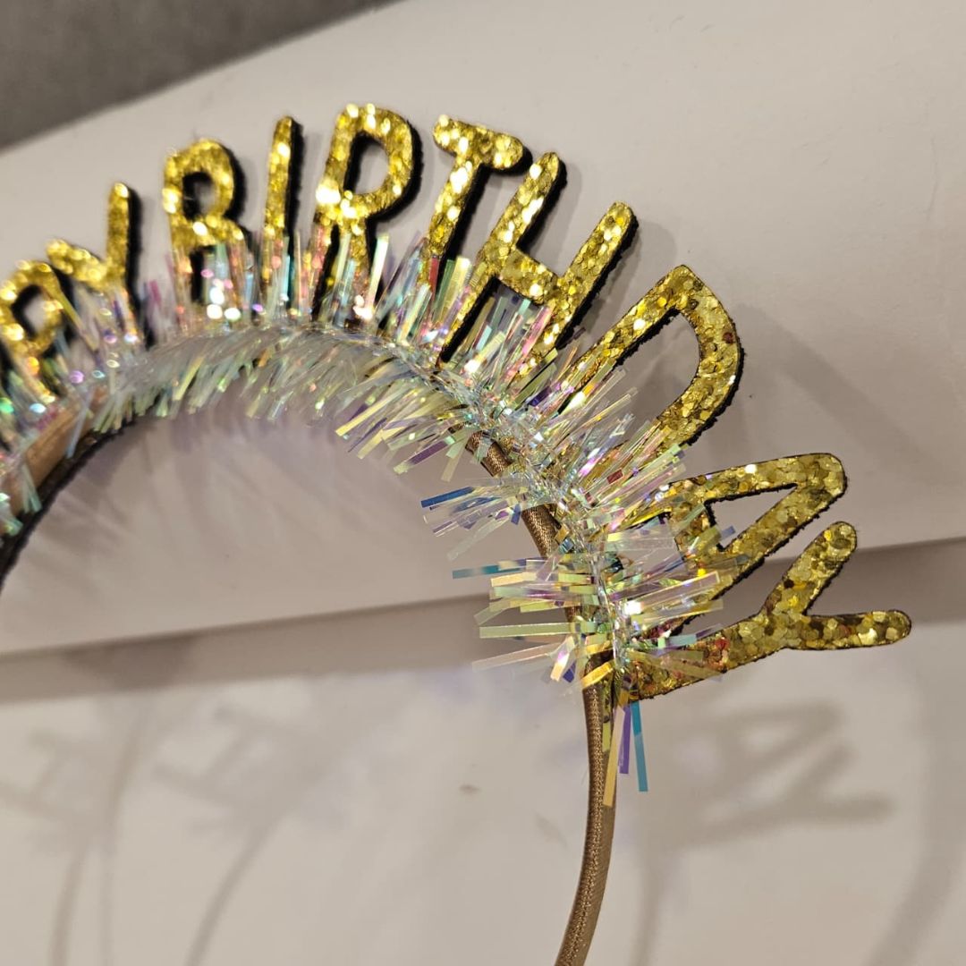 Happy Birthday Glitter Gold Headband