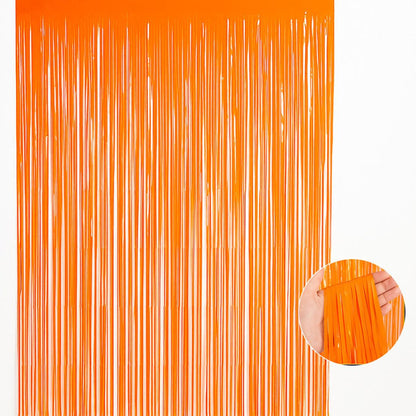 Neon Orange Foil Curtain for Wall Decor - 7FT X 3FT - 1PC
