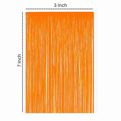 Neon Orange Foil Curtain for Wall Decor - 7FT X 3FT - 1PC