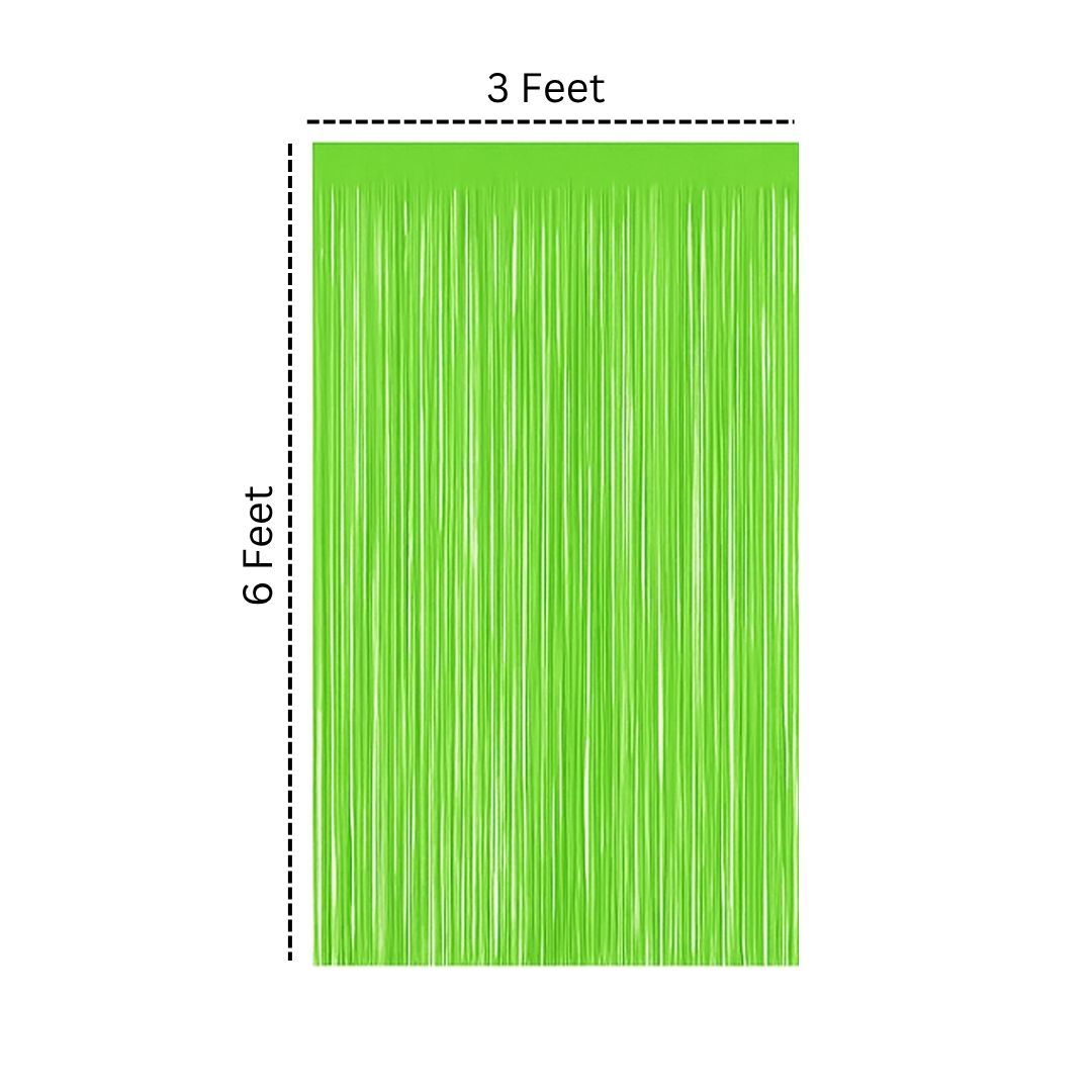 Neon Green Foil Curtain for Wall Decor - 7FT X 3FT - 1PC