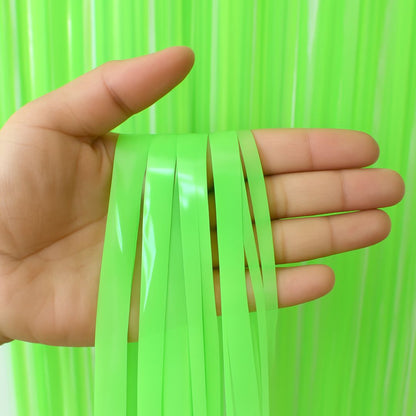 Neon Green Foil Curtain for Wall Decor - 7FT X 3FT - 1PC
