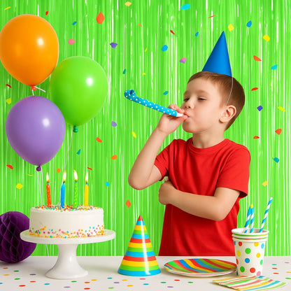 Neon Green Foil Curtain for Wall Decor - 7FT X 3FT - 1PC