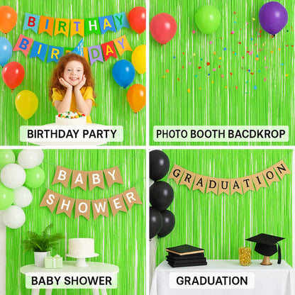 Neon Green Foil Curtain for Wall Decor - 7FT X 3FT - 1PC