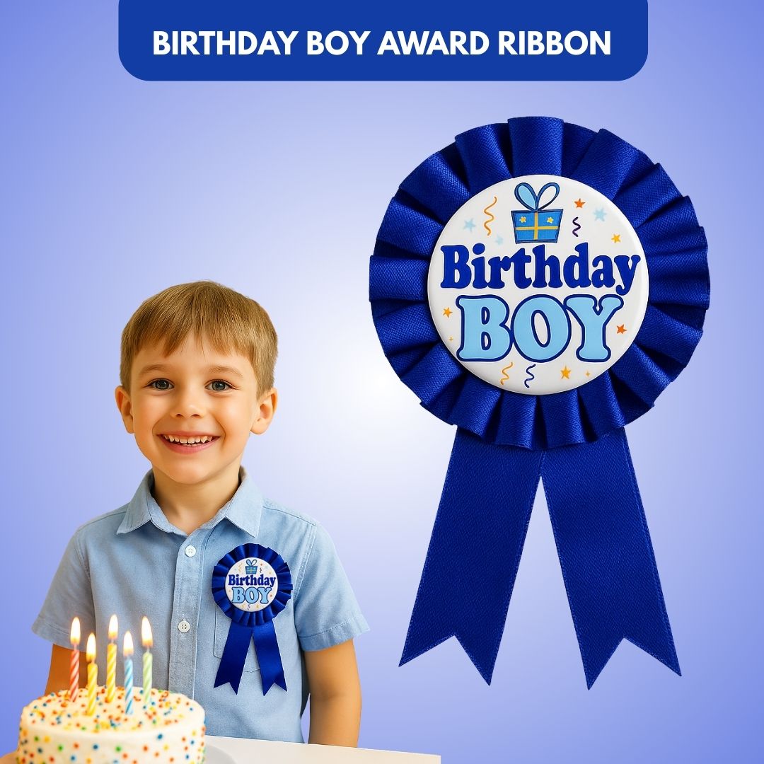 Birthday Boy Award Ribbon Blue - 1PC