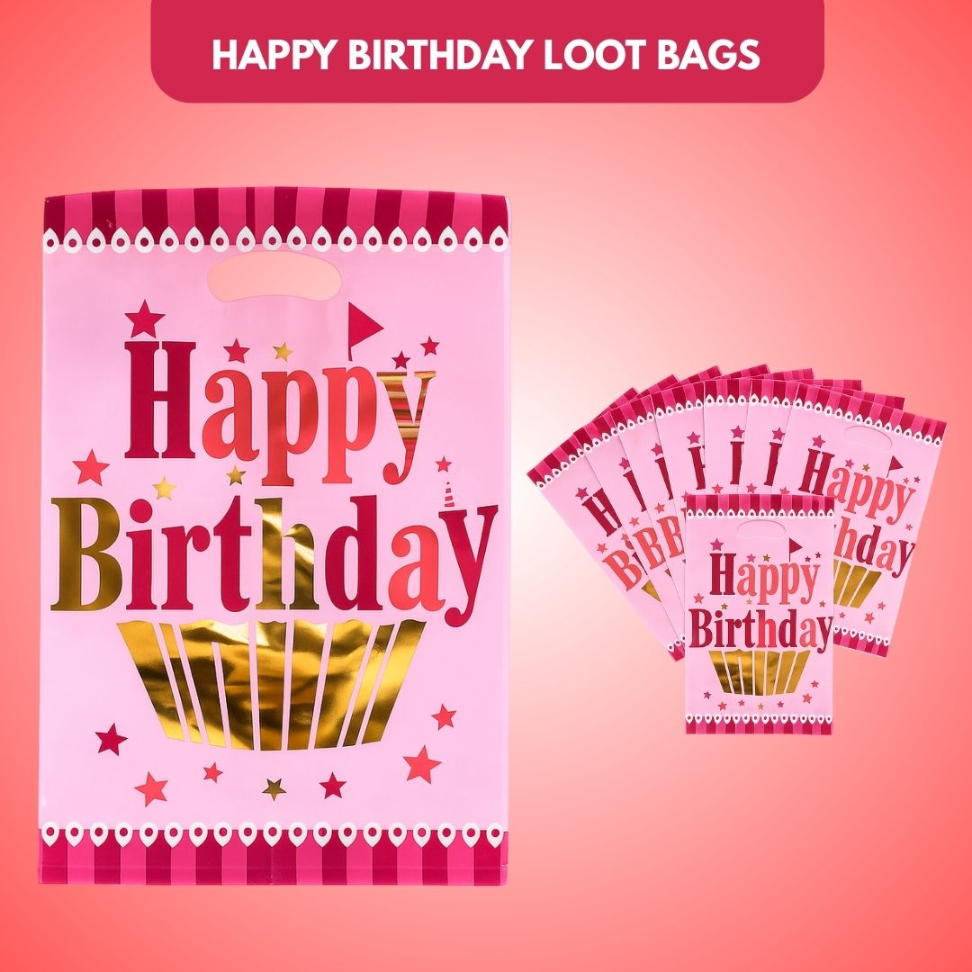 Happy Birthday Golden Cupcake Pink Aluminium Film