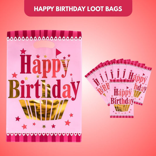 Happy Birthday Golden Cupcake Pink Aluminium Film