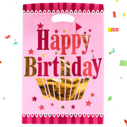 Happy Birthday Golden Cupcake Pink Aluminium Film
