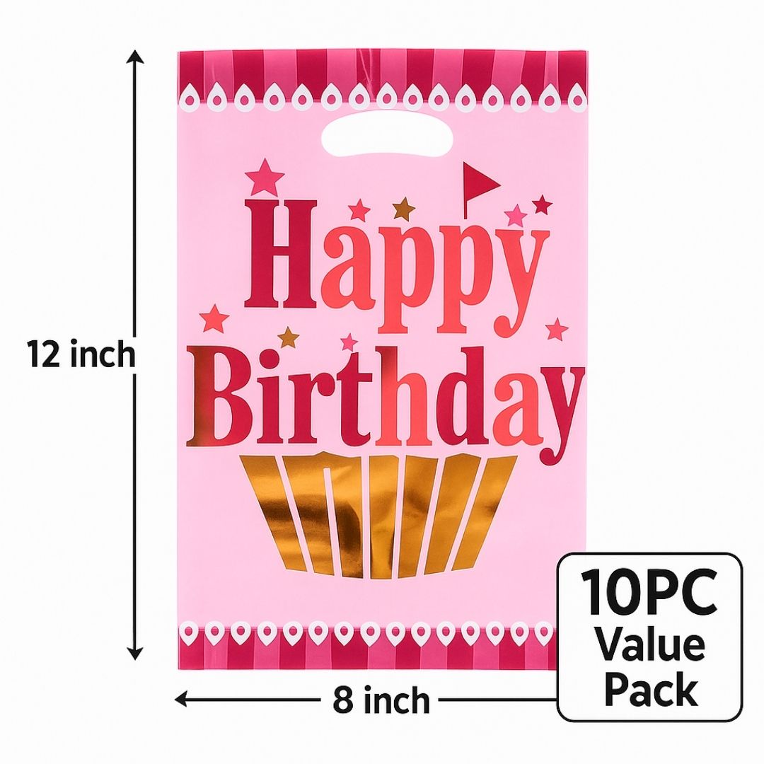 Happy Birthday Golden Cupcake Pink Aluminium Film