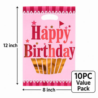 Happy Birthday Golden Cupcake Pink Aluminium Film