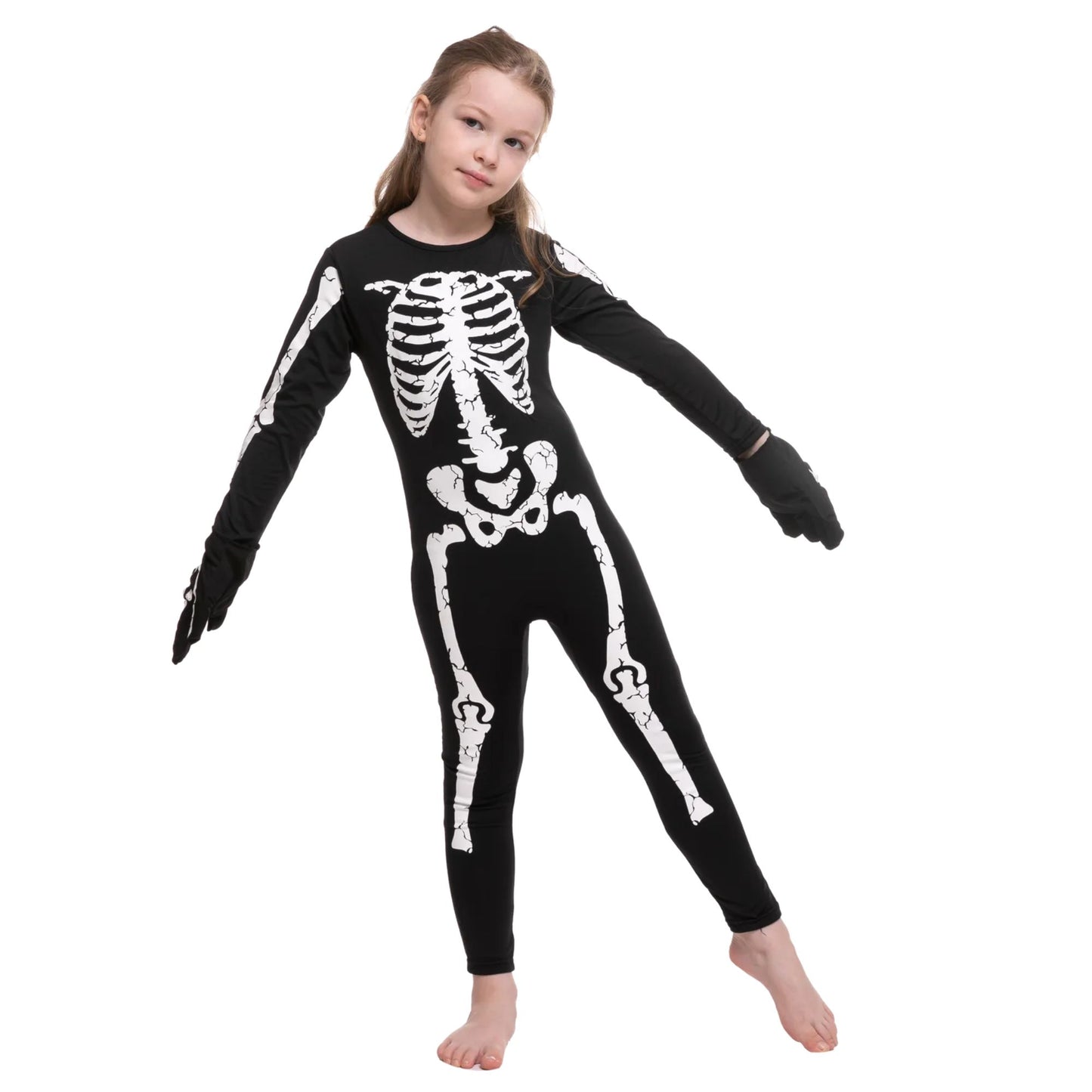 Skeleton Jump Suit Costume Size M