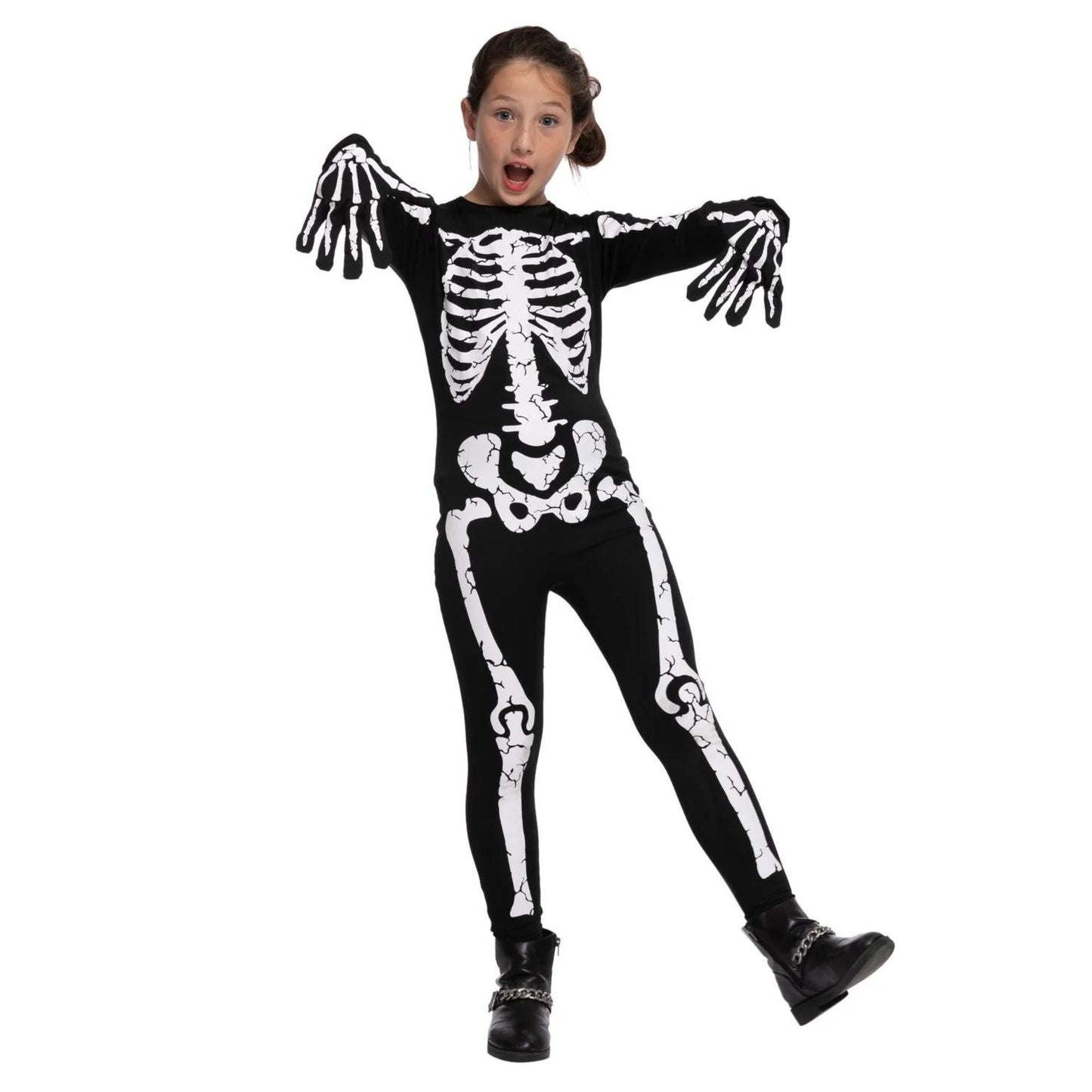 Skeleton Jump Suit Costume Size M