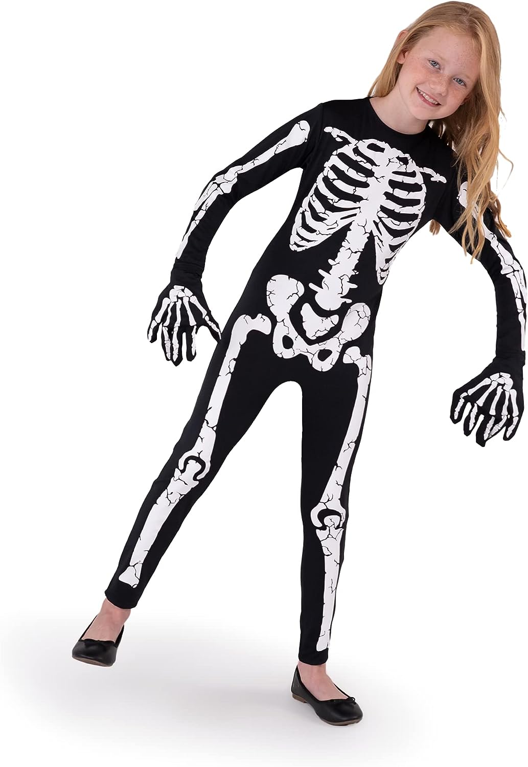 Skeleton Jump Suit Costume Size M