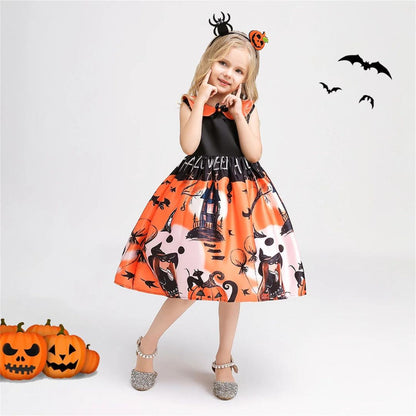 Halloween Pumpkin &amp; Witch Printed Costume Size S