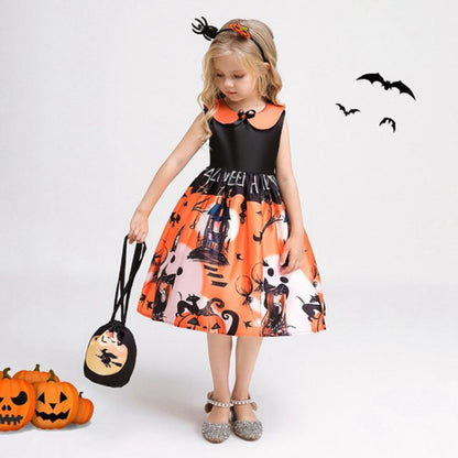 Halloween Pumpkin &amp; Witch Printed Costume Size S