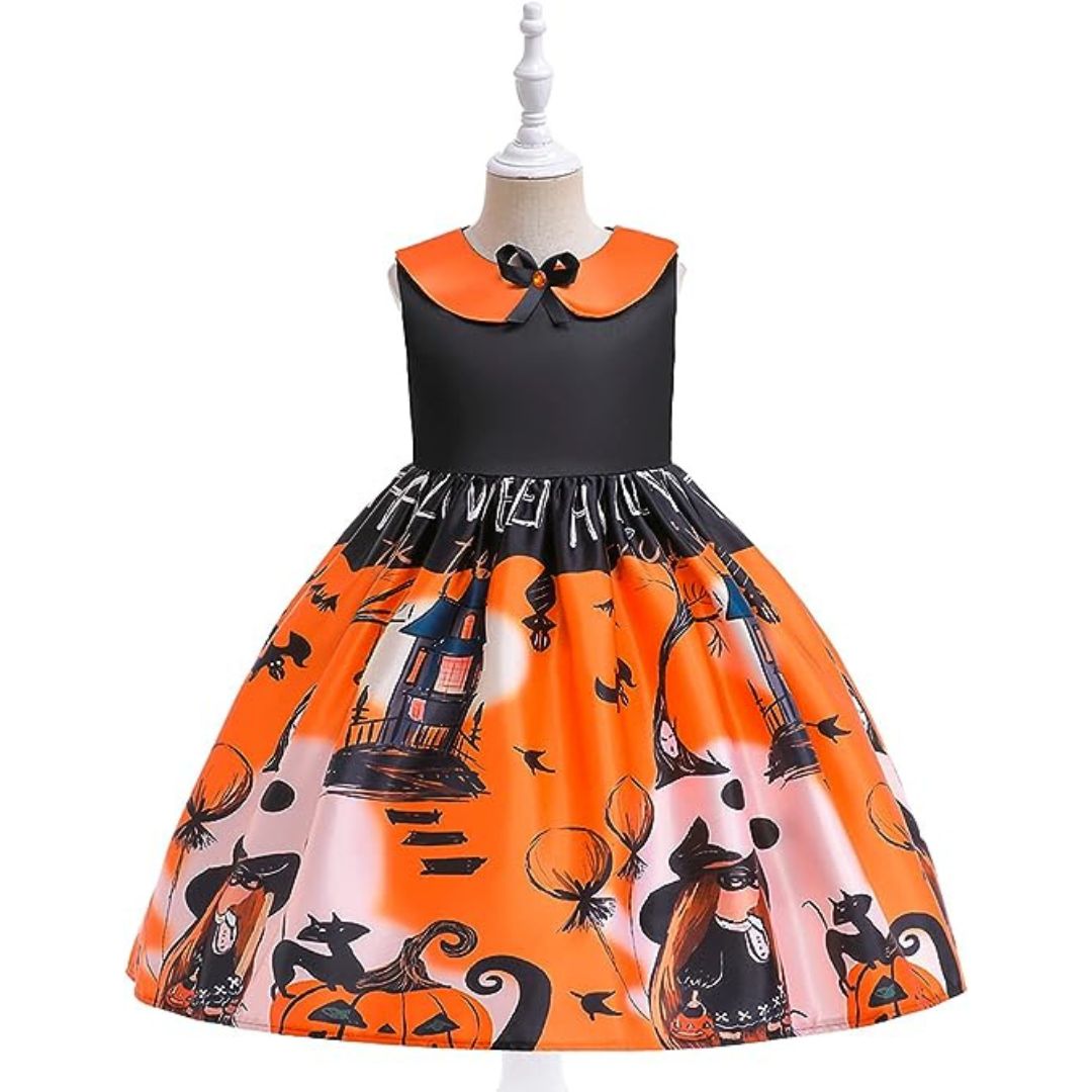 Halloween Pumpkin &amp; Witch Printed Costume Size S