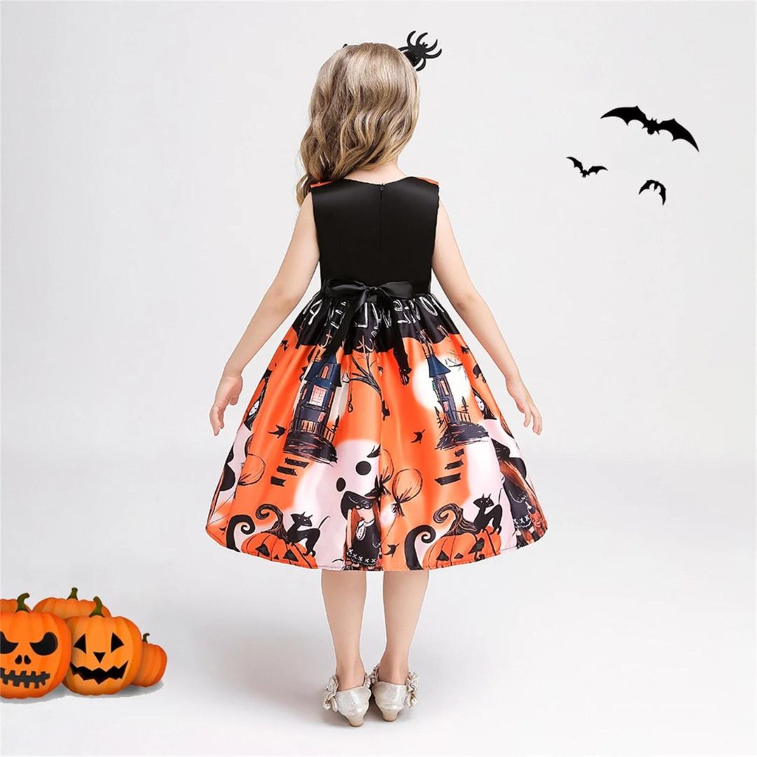 Halloween Pumpkin &amp; Witch Printed Costume Size S