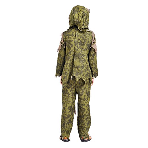 Wanna Party Halloween Monster Novelty Clothing Cosplay Jumpsuit Costume Outfit /Green Swamp Zombie Costume For Boys Age 7-9 years