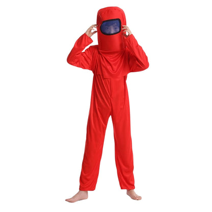 AmongUs Space Red Jumpsuit Costumes W/ Space Mask & Bag