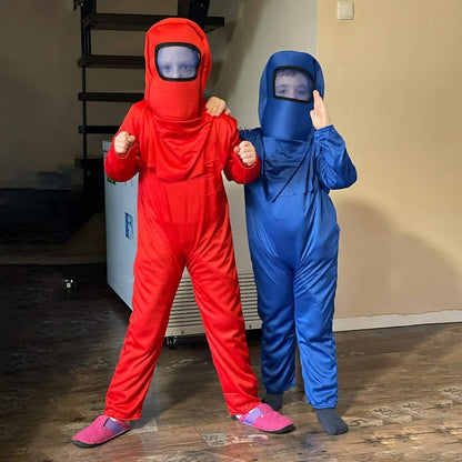 AmongUs Space Red Jumpsuit Costume W/ Space Mask & Bag