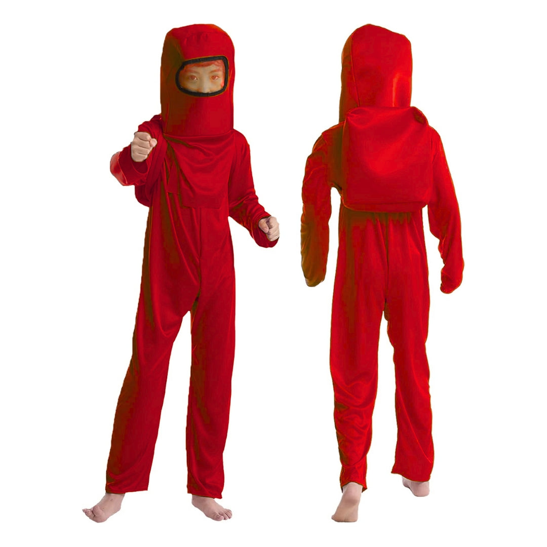 AmongUs Space Red Jumpsuit Costumes W/ Space Mask & Bag
