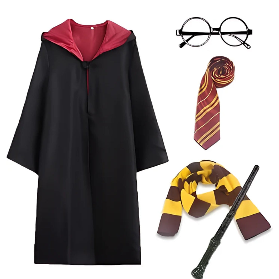 Magical Harry Potter Costume w/ Scarf, Eyeglass, Wand & Tie for Kids