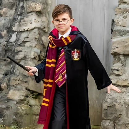 Magical Harry Potter Costume w/ Scarf, Eyeglass, Wand & Tie for Kids