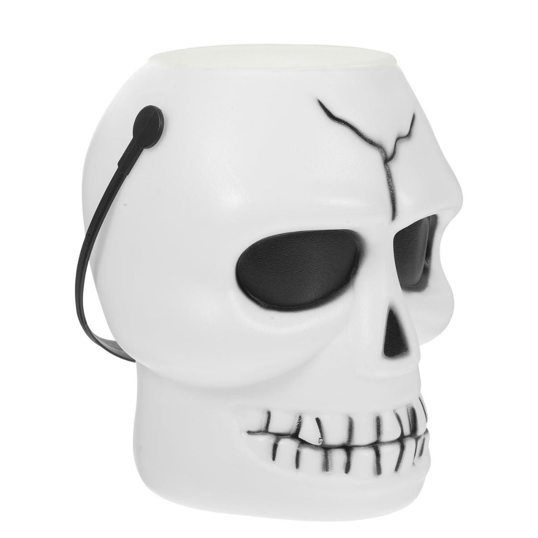 White Light Up Skull Basket for Halloween/ Theme Party Decor - 1PC