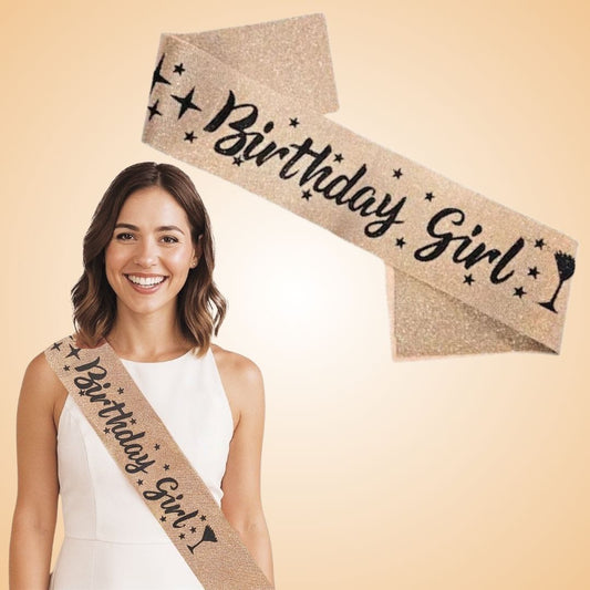 Glitter Birthday Girl Sash Silver