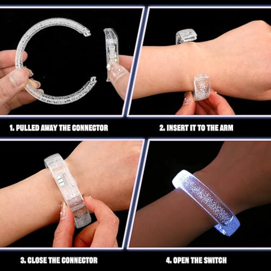 Transparent LED Wristband, Glow in The Dark Bracelet Blue Color for Kids Adults - Pack of 1