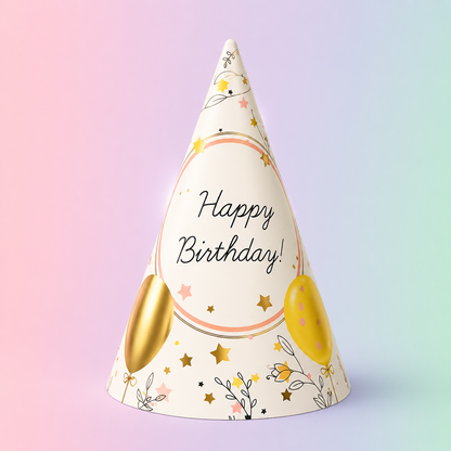 Happy Birthday Celebration Pastel Color Balloon Hats  for Party Guests - 8PC