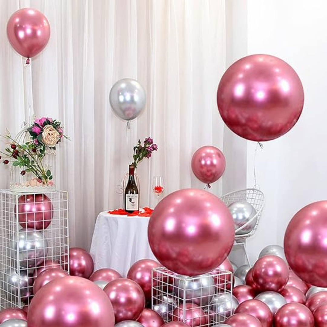 9" Chrome Hot Pink Balloons - 20PC Balloons Best for Theme Party Decoration