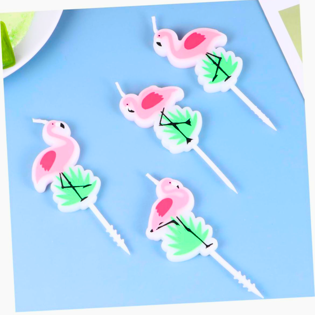 Flamingo Theme Cake Candles - 5PC