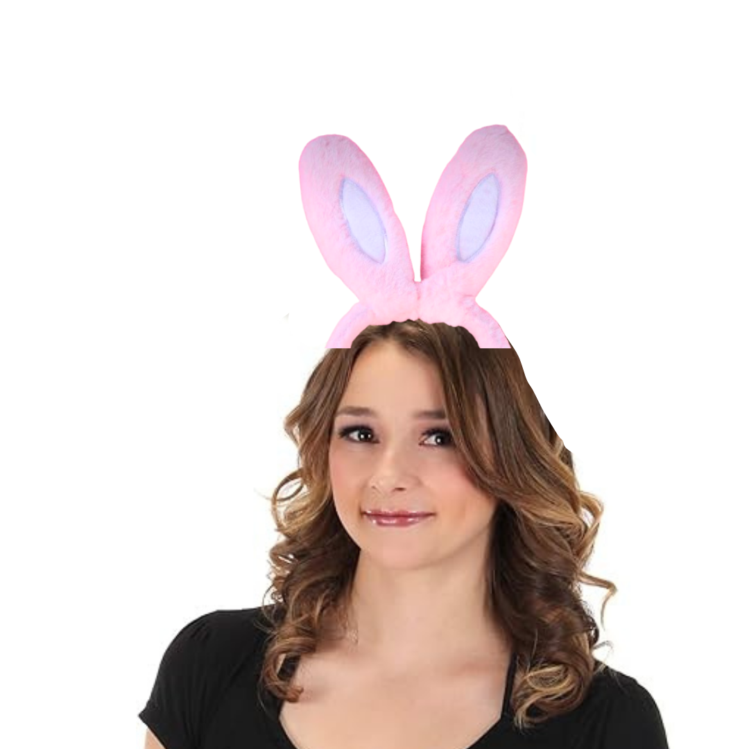 Plush Feather Bunny Ears Pink & White Headband - 1PC