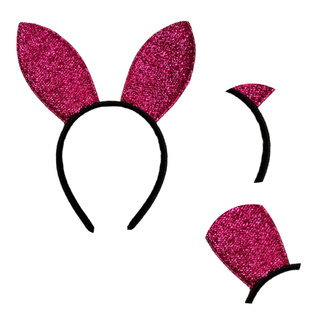 Play Boy Bunny Ears Shimmery Hot Pink Headband - 1PC