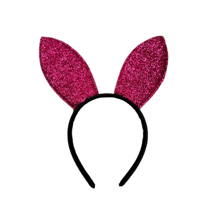 Play Boy Bunny Ears Shimmery Hot Pink Headband - 1PC