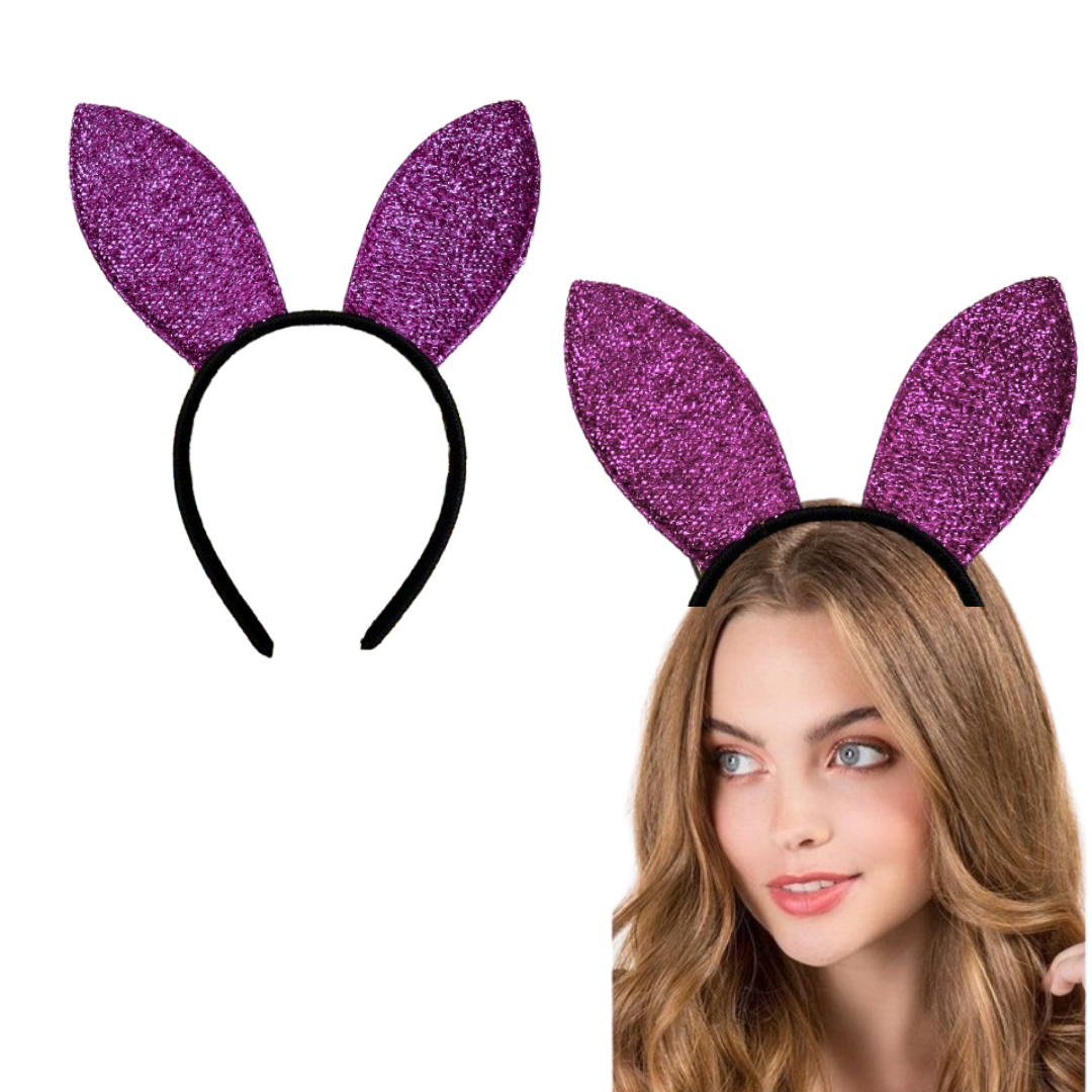 Play Boy Bunny Ears Shimmery Purple Headband - 1PC